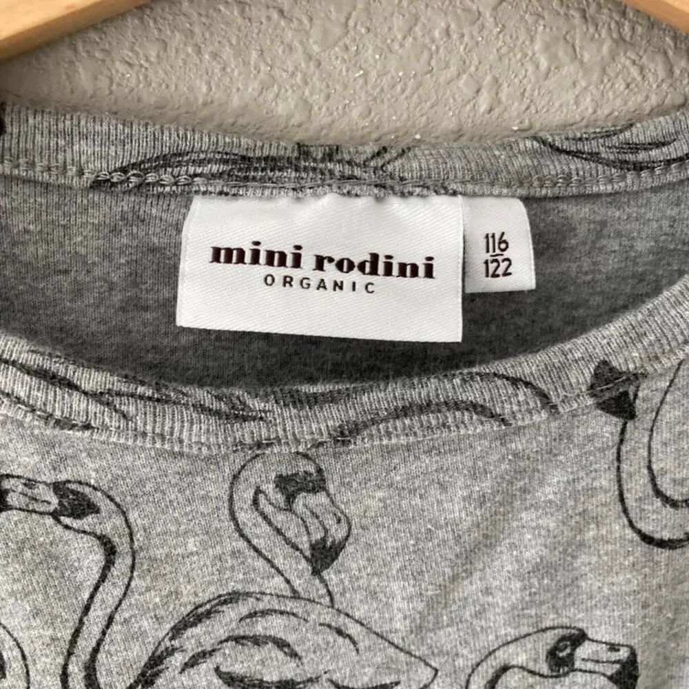 Mini Rodini Flamingo Dress - Gray Black - 116/122 or 5-7